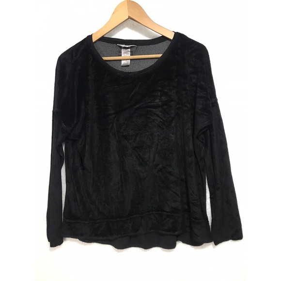 Hard Tail Forever Shirt VELOUR LONG SLEEVE Tunic Top Boat Neck Black Medium - Picture 1 of 8